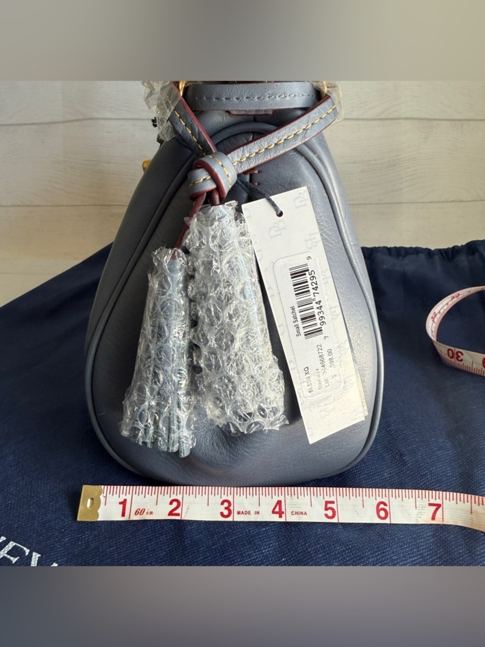 Dooney and Bourke Small Florentine Satchel in Steel Blue - Picture 13 of 15